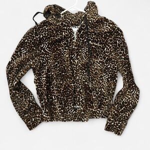 Juicy Couture Velour Leopard Print Zip Up hoodie